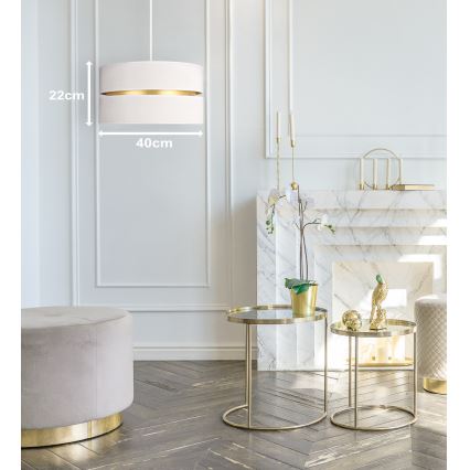 Duolla - Hanglamp aan een koord DUO 1xE27/15W/230V diameter 40 cm crème/goud