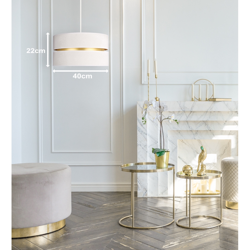 Duolla - Hanglamp aan een koord DUO 1xE27/15W/230V diameter 40 cm crème/goud