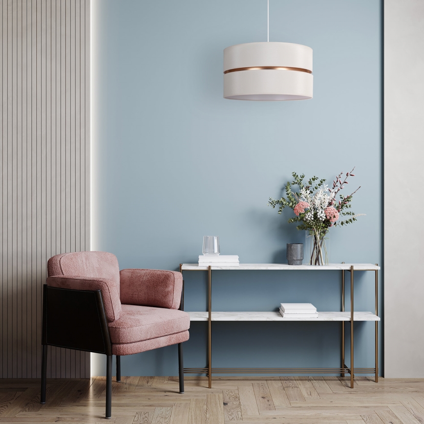 Duolla - Hanglamp aan een koord DUO 1xE27/15W/230V diameter 40 cm crème/goud