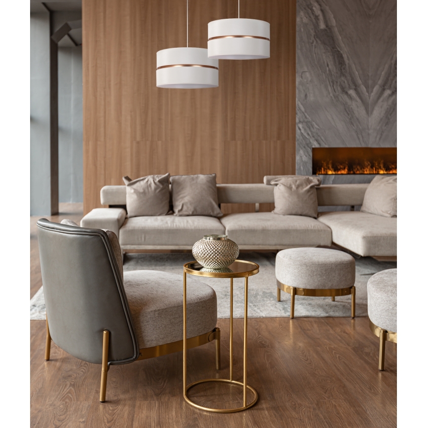 Duolla - Hanglamp aan een koord DUO 1xE27/15W/230V diameter 40 cm crème/goud