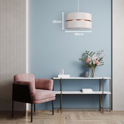Duolla - Hanglamp aan een koord DUO 1xE27/15W/230V diameter 40 cm crème/goud