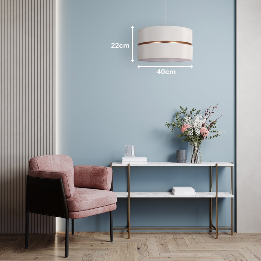 Duolla - Hanglamp aan een koord DUO 1xE27/15W/230V diameter 40 cm crème/goud