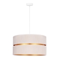 Duolla - Hanglamp aan een koord DUO 1xE27/15W/230V diameter 40 cm crème/goud