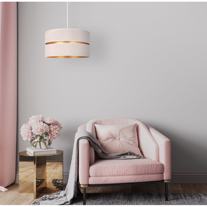 Duolla - Hanglamp aan een koord DUO 1xE27/15W/230V diameter 40 cm crème/goud