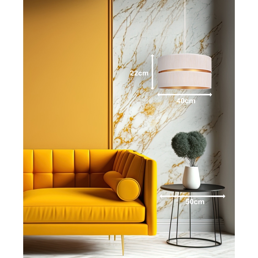 Duolla - Hanglamp aan een koord DUO 1xE27/15W/230V diameter 40 cm crème/goud