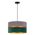 Duolla - Hanglamp aan een koord DUO 1xE27/15W/230V diameter 40 cm grijs/groen/goud