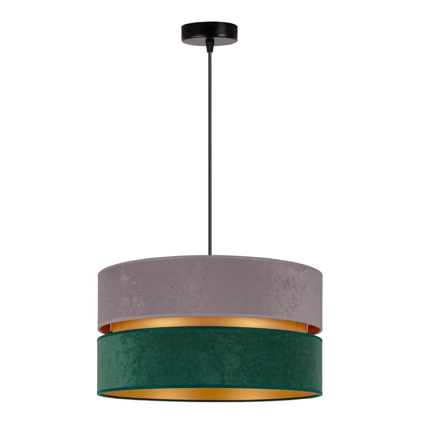 Duolla - Hanglamp aan een koord DUO 1xE27/15W/230V diameter 40 cm grijs/groen/goud