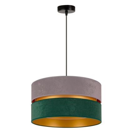 Duolla - Hanglamp aan een koord DUO 1xE27/15W/230V diameter 40 cm grijs/groen/goud