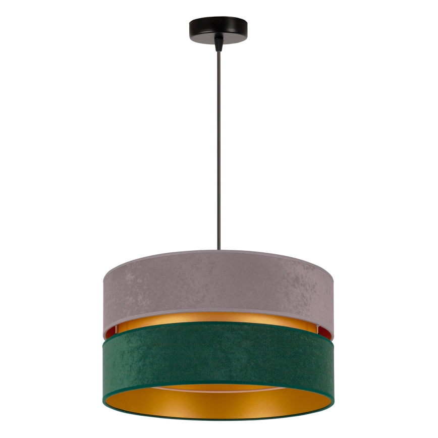 Duolla - Hanglamp aan een koord DUO 1xE27/15W/230V diameter 40 cm grijs/groen/goud