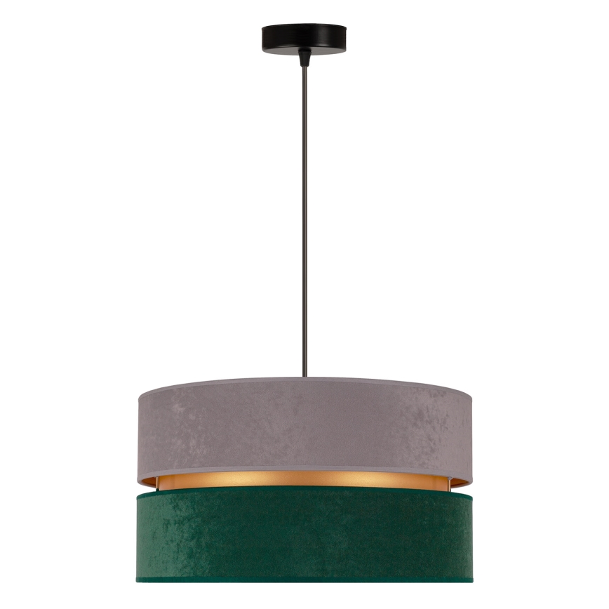 Duolla - Hanglamp aan een koord DUO 1xE27/15W/230V diameter 40 cm grijs/groen/goud