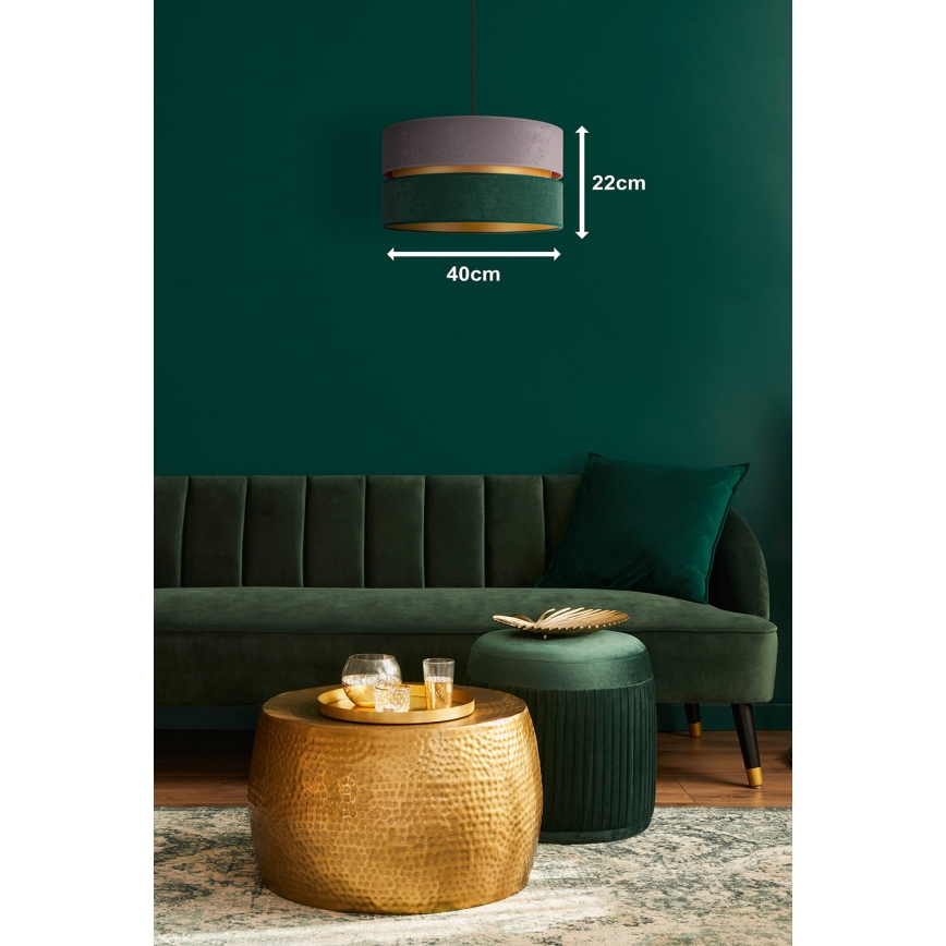 Duolla - Hanglamp aan een koord DUO 1xE27/15W/230V diameter 40 cm grijs/groen/goud