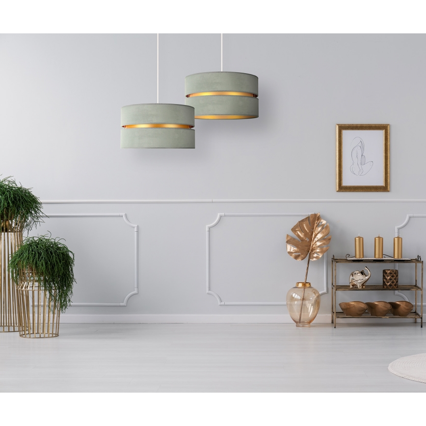 Duolla - Hanglamp aan een koord DUO 1xE27/15W/230V diameter 40 cm licht groen/goud