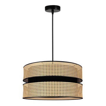 Duolla - Hanglamp aan een koord DUO 1xE27/15W/230V diameter 40 cm rotan/zwart
