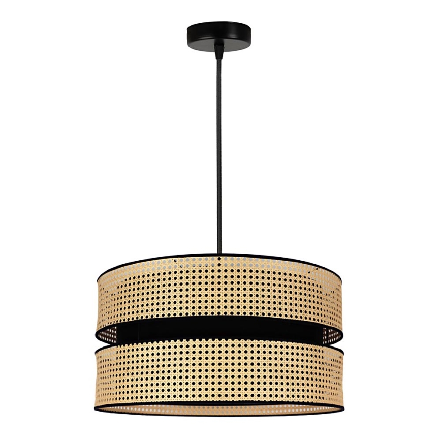 Duolla - Hanglamp aan een koord DUO 1xE27/15W/230V diameter 40 cm rotan/zwart