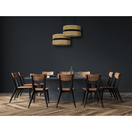 Duolla - Hanglamp aan een koord DUO 1xE27/15W/230V diameter 40 cm rotan/zwart
