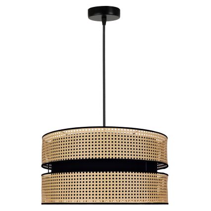 Duolla - Hanglamp aan een koord DUO 1xE27/15W/230V diameter 40 cm rotan/zwart