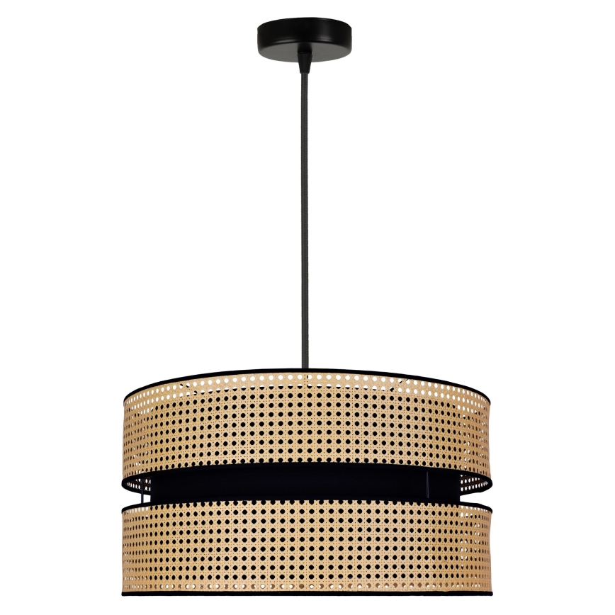 Duolla - Hanglamp aan een koord DUO 1xE27/15W/230V diameter 40 cm rotan/zwart
