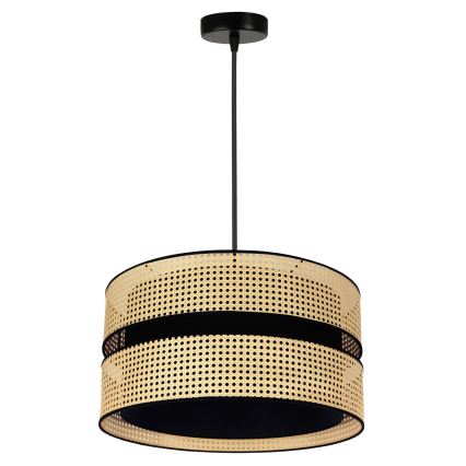 Duolla - Hanglamp aan een koord DUO 1xE27/15W/230V diameter 40 cm rotan/zwart