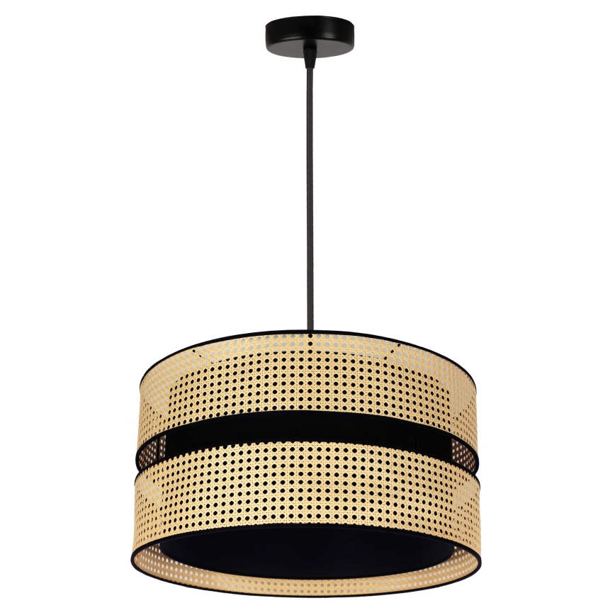 Duolla - Hanglamp aan een koord DUO 1xE27/15W/230V diameter 40 cm rotan/zwart