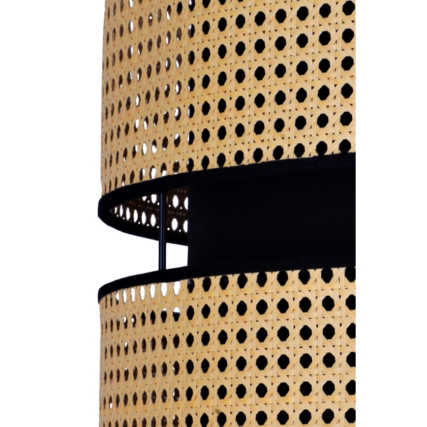 Duolla - Hanglamp aan een koord DUO 1xE27/15W/230V diameter 40 cm rotan/zwart