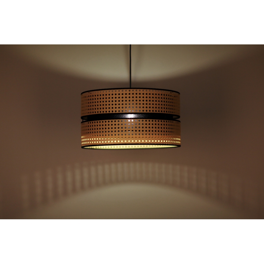 Duolla - Hanglamp aan een koord DUO 1xE27/15W/230V diameter 40 cm rotan/zwart