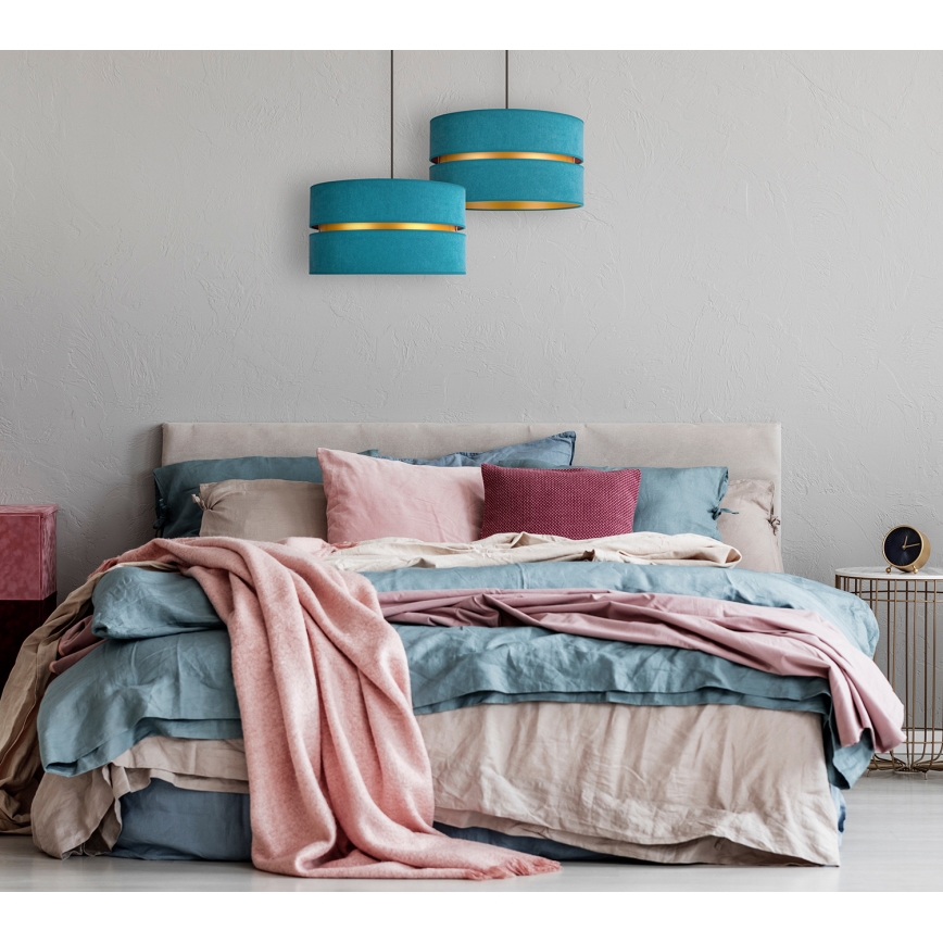 Duolla - Hanglamp aan een koord DUO 1xE27/15W/230V diameter 40 cm turquoise/goud