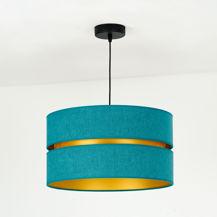 Duolla - Hanglamp aan een koord DUO 1xE27/15W/230V diameter 40 cm turquoise/goud