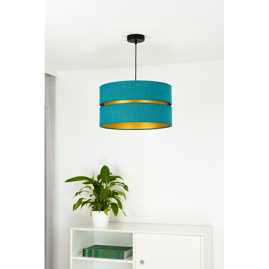 Duolla - Hanglamp aan een koord DUO 1xE27/15W/230V diameter 40 cm turquoise/goud