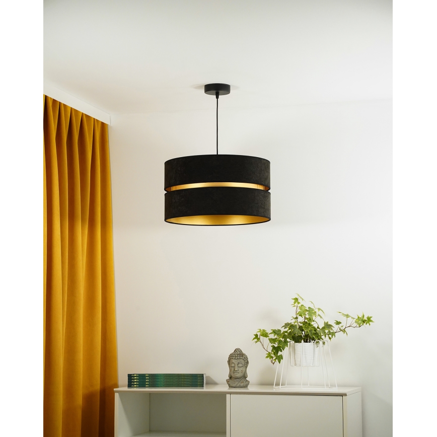 Duolla - Hanglamp aan een koord DUO 1xE27/15W/230V diameter 40 cm zwart/goud