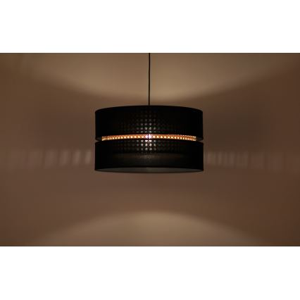 Duolla - Hanglamp aan een koord DUO 1xE27/15W/230V diameter 40 cm zwart/rotan