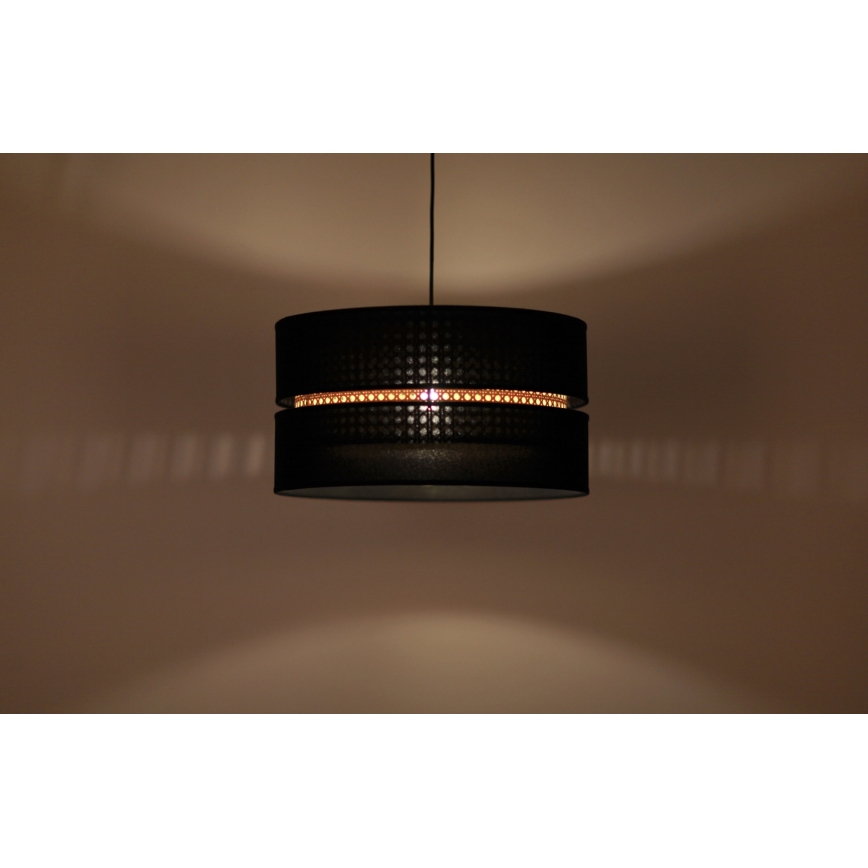 Duolla - Hanglamp aan een koord DUO 1xE27/15W/230V diameter 40 cm zwart/rotan