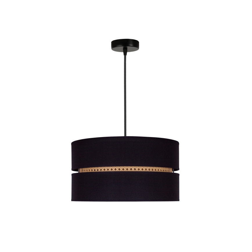 Duolla - Hanglamp aan een koord DUO 1xE27/15W/230V diameter 40 cm zwart/rotan