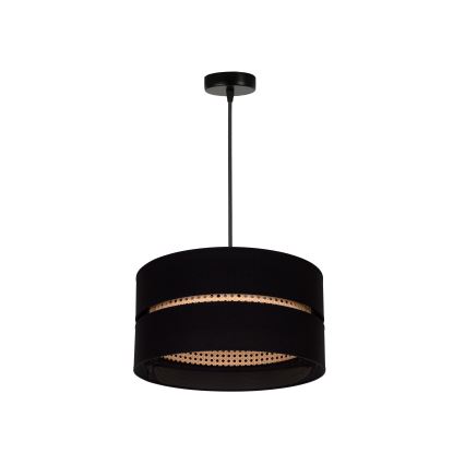 Duolla - Hanglamp aan een koord DUO 1xE27/15W/230V diameter 40 cm zwart/rotan