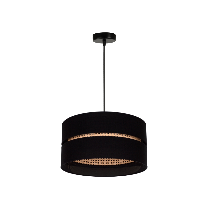 Duolla - Hanglamp aan een koord DUO 1xE27/15W/230V diameter 40 cm zwart/rotan