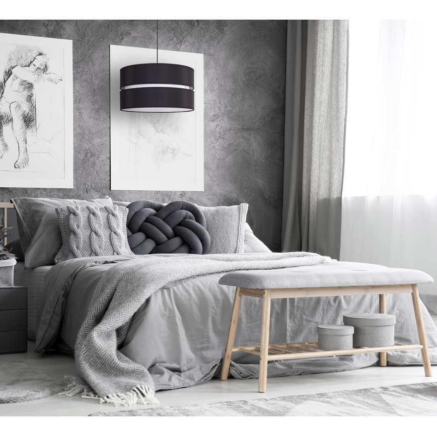Duolla - Hanglamp aan een koord DUO 1xE27/15W/230V diameter 40 cm zwart/wit