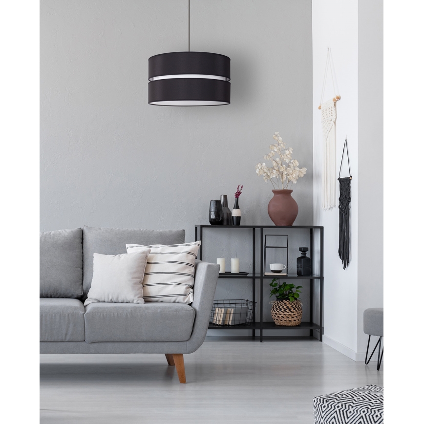 Duolla - Hanglamp aan een koord DUO 1xE27/15W/230V diameter 40 cm zwart/wit