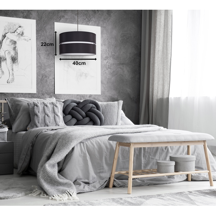 Duolla - Hanglamp aan een koord DUO 1xE27/15W/230V diameter 40 cm zwart/wit