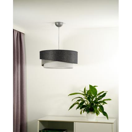Duolla - Hanglamp aan een koord KOBO 1xE27/15W/230V diameter 45 cm antraciet/grijs/wit