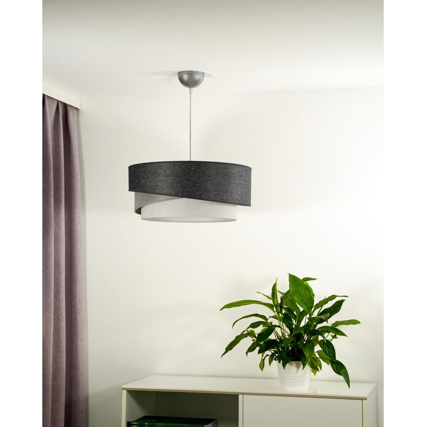 Duolla - Hanglamp aan een koord KOBO 1xE27/15W/230V diameter 45 cm antraciet/grijs/wit