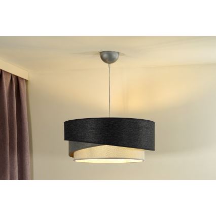 Duolla - Hanglamp aan een koord KOBO 1xE27/15W/230V diameter 45 cm antraciet/grijs/wit