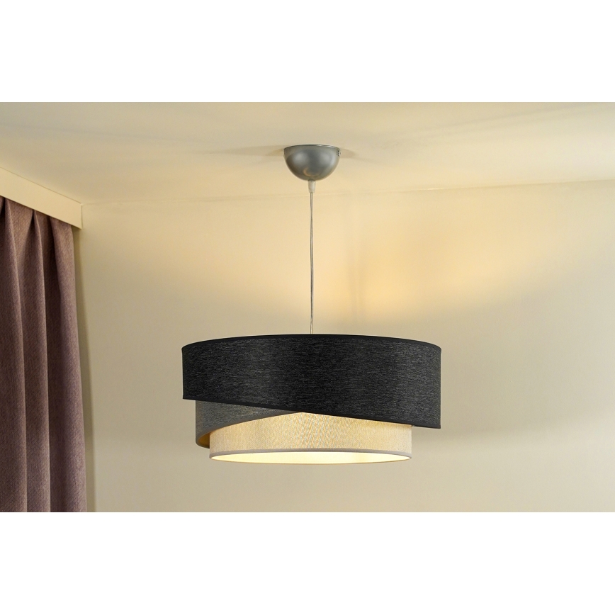 Duolla - Hanglamp aan een koord KOBO 1xE27/15W/230V diameter 45 cm antraciet/grijs/wit