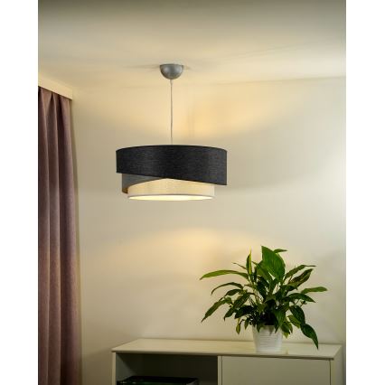 Duolla - Hanglamp aan een koord KOBO 1xE27/15W/230V diameter 45 cm antraciet/grijs/wit