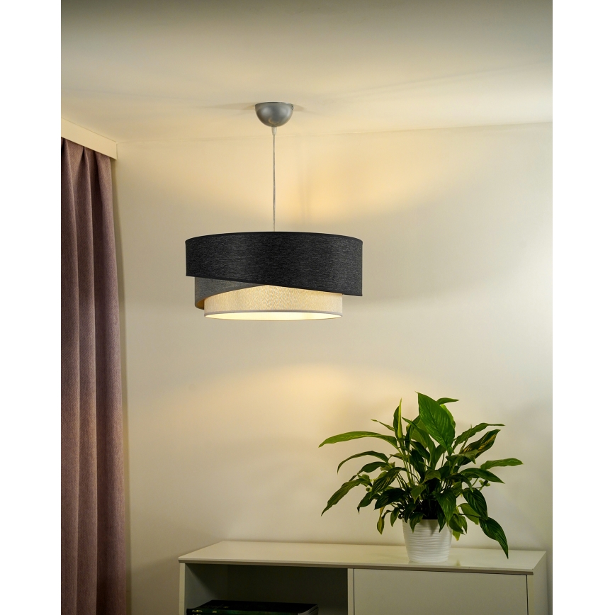Duolla - Hanglamp aan een koord KOBO 1xE27/15W/230V diameter 45 cm antraciet/grijs/wit