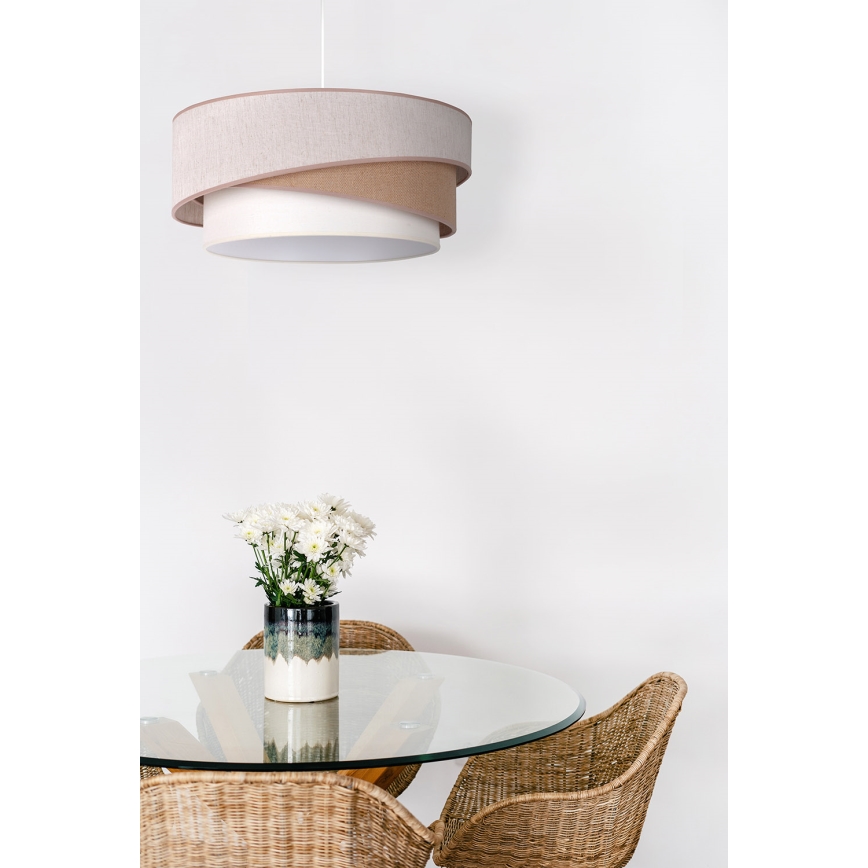 Duolla - Hanglamp aan een koord KOBO 1xE27/15W/230V diameter 45 cm beige/bruin/wit