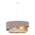 Duolla - Hanglamp aan een koord KOBO 1xE27/15W/230V diameter 45 cm beige/goud/crème