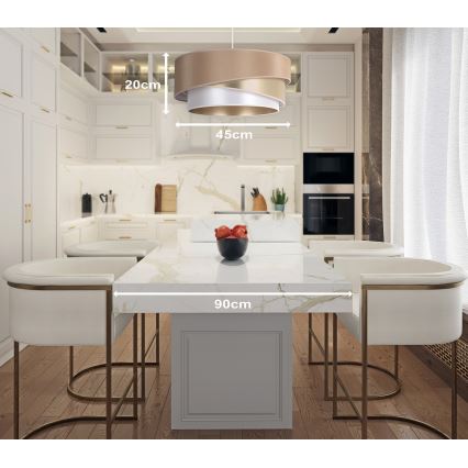 Duolla - Hanglamp aan een koord KOBO 1xE27/15W/230V diameter 45 cm beige/goud/wit