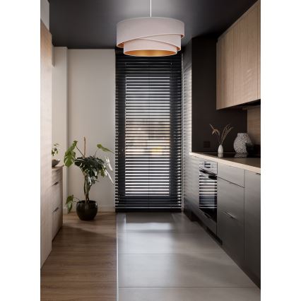 Duolla - Hanglamp aan een koord KOBO 1xE27/15W/230V diameter 45 cm crème/goud