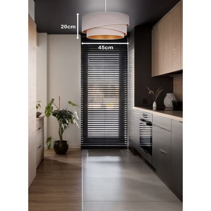 Duolla - Hanglamp aan een koord KOBO 1xE27/15W/230V diameter 45 cm crème/goud