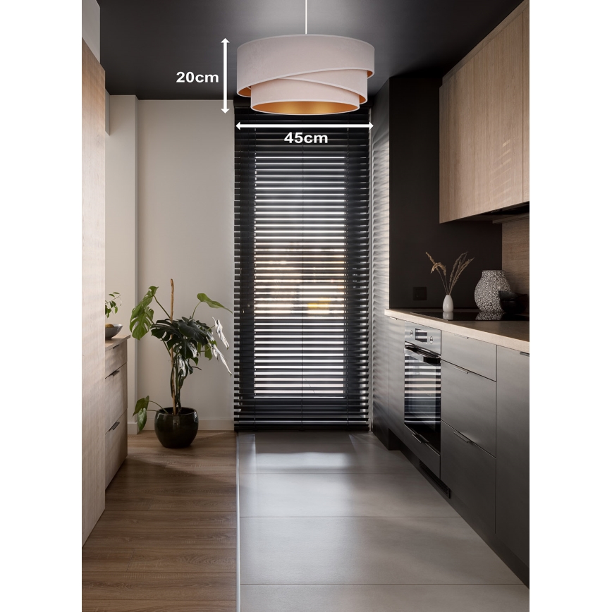 Duolla - Hanglamp aan een koord KOBO 1xE27/15W/230V diameter 45 cm crème/goud