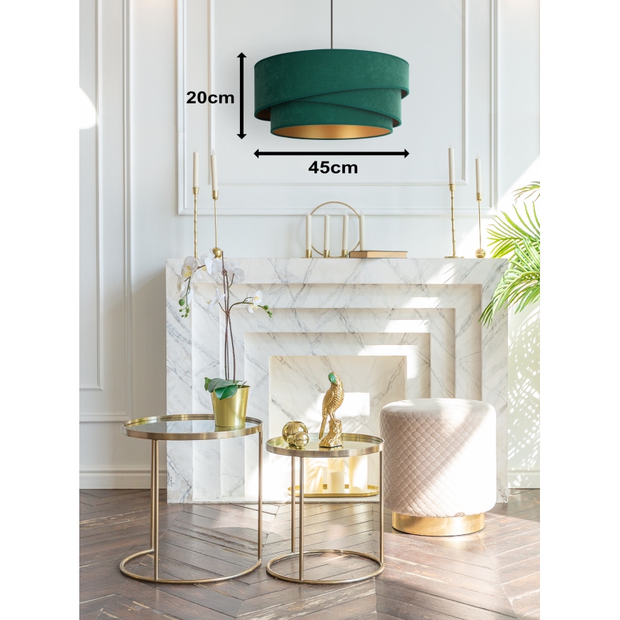 Duolla - Hanglamp aan een koord KOBO 1xE27/15W/230V diameter 45 cm groen/goud